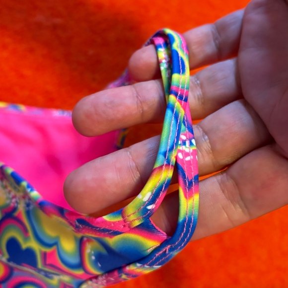 Vibrant abstract flowers double string cheeky bikini swimsuit bottom NWT - Picture 6 of 10